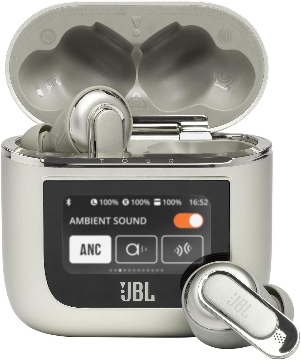 JBL Tour Pro 2 ANC Wireless Earbuds with Touch Screen Charging Case