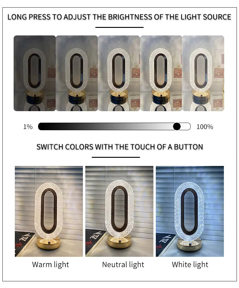 Luxury Crystal Oval LED Lamp