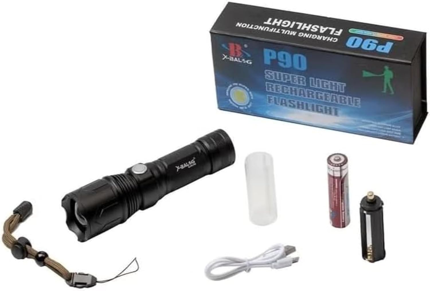 P 90 Super Light Rechargeable Flashlight 90000 High Lumens