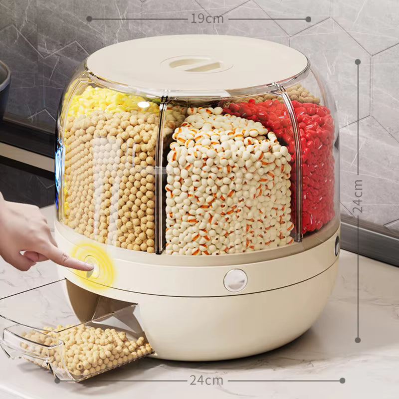 Grain Storage Glass Jar 6 Compartment