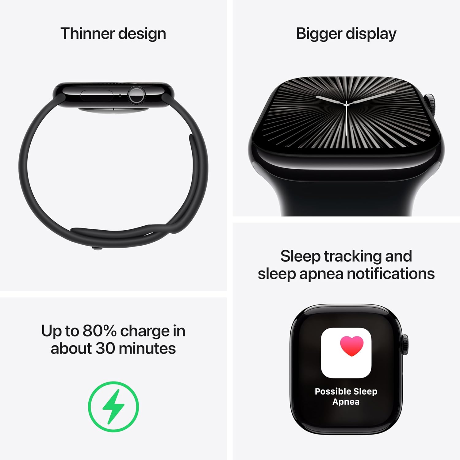 Apple Watch Series 10 – GPS, 46mm, Jet Black, Sport Band