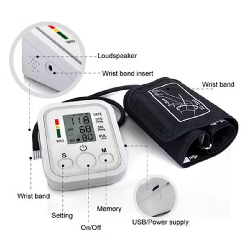 Blood Pressure Monitor | BP Apparatus With USB Power Supply | BP Monitor without Audio Voice Support | Digital Blood Pressure Monitor