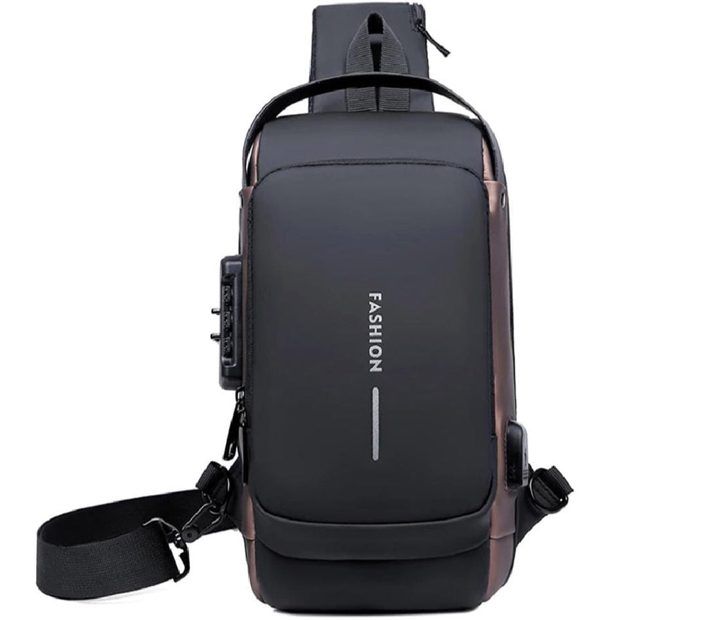 Crossbody Chest Bag with USB Charging & Coded Lock – Anti-Theft Shoulder Sling Bag