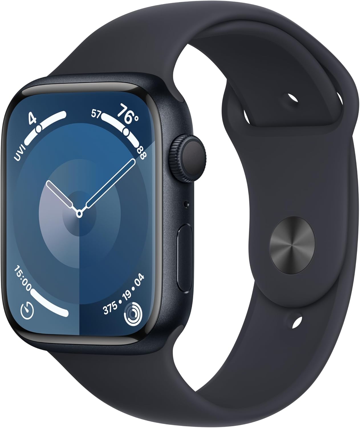 Apple Watch Series 9 [GPS+Cellular 45mm] Smartwatch with Silver Stainless steel Case with Storm Blue Sport Band M/L. Fitness Tracker,Blood Oxygen & ECG Apps,Always-On Retina Display,Water Resistant